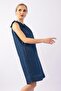 Women's Indigo Blue Halter Neck Slim Denim Dress - 3