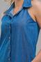 Women's Indigo Sleeveless Pocket Slim Denim Shirt Dress - 6