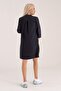 Women's Black Pocketed 3/4 Sleeve Washed Cotton Legendary Denim Dress - 7