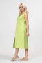Bold and Young Women's Slit V-Neck Sleeveless Cotton Dress Oil Green - 3