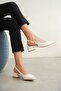Women's Mely Buckle Short Heeled Shoes - White-Patentate - 2
