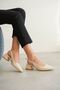 Women’s Mely Buckled Low-Heeled Shoes - Nude Leather - 2