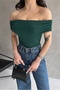 Women's Madonna Collar Blouse with Gathered Sides Emerald Green