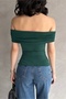 Women's Madonna Collar Blouse with Gathered Sides Emerald Green - 5