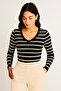 Women's Corded Fabric V-Neck Ribbed Knit Blouse – Novelle