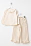 3-Piece Girls' Top and Bottom Set with Muslin Vest and Ruffle-Cuffed Trousers, Cream - 6