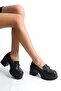 Women's Guzi Black Leather Buckle 8 cm Heeled Platform Shoes - 2