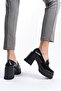 Women's Guzi Black Patent Leather Thin Buckle 8 cm Heeled Platform Shoes - 3