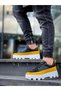 Kb056 Men's Casual Lace-Up Leather Suede Sports Sneaker Shoes Csbt - Black/Yellow - 3