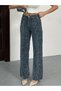 Women's High-Waisted Special Design Blue Wide-Leg Pants