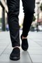 Men's Leather Laceless Sneakers Round Toe Flat Sole Functional Durable Quality - 3