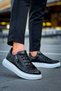 Kb309 Men's Daily Lace-Up Zippered Croco Patterned Leather Sports Sneaker Shoes Cbt - Black - 4