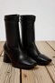 Women's Square Toe Zippered Block Heeled Boots %100 Polyurethane Functional Durable Quality - 5
