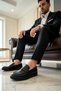 Men's Leather Laceless Sneakers Round Toe Flat Sole Functional Durable Quality