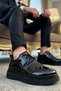 Men's Lace-Up Patent Leather Sneakers Standard Fit Leather Functional Durable Quality Comfortable