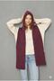 Women's Soft Textured Hooded Scarf Thessaloniki Knitted Hooded Shawl 13038 Burgundy - 2