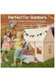Kids Play Tent House with Padded Mat & LED Star Lights, Washable Castle Tent - Cream - 4