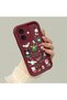 iPhone 16 Compatible Christmas Festival Pattern Burgundy Silicone Anti-Fall Case - 3