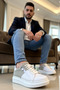 Men's Lace-Up Zippered Leather Sneaker Standard Fit Functional Durable Quality Modern