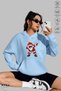Unisex Hoodie Long Sleeve Santa Claus Printed Hooded Fleece-Lined Oversized Cotton Sweatshirt