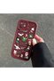 iPhone 16E Compatible Christmas Festival Pattern Burgundy Silicone Anti-Fall Case - 6