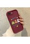 iPhone 16E Compatible Christmas Festival Pattern Burgundy Silicone Anti-Fall Case - 3