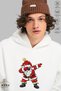 Unisex Hoodie Long Sleeve Santa Claus Printed Hooded Fleece-Lined Oversized Cotton Sweatshirt