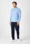 Monica Men's Baby Blue Thessaloniki Knitted Half Zipper Mock Neck Regular Fit Sweater - 6