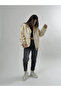 Women's Cashmere Detailed Ecru Plush Cardigan Coc2637 - 5