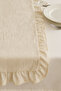 Natural 100% Cotton Recycled Linen Washed Natural Fabric Overlock Stitched Frilled Runner - 2
