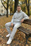 Men's Gray Melange Relaxed Fit 3 Thread Ş Fleece-Lined Sweatpants - 4