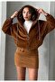 Faux Fur Hooded Stylish Coat with Rope Detailing and Lining 5677Lu^^ - 2