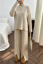 Women's Knitwear Two-Piece Set – High Collar Y Slit Wide Leg - 3