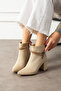 Beige Women's Boots with Stones - 2