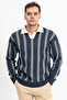 Polo Neck Striped Men's Knitwear Sweater - 2