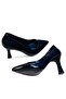 Black Shiny New 9 cm Cupped Heel Stiletto Shoes - 4