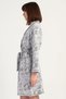 Women's Plus Size Jacquard Shawl Collar Long Sleeve Patterned Gray Color Dressing Gown C3T2N0105 - 3