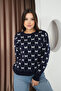 Round Crew Neck Bow Tie Bowknot Argyle Jacquard Long Sleeve Standard Fit Knitwear Sweater - 7