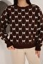Round Crew Neck Bow Tie Bowknot Argyle Jacquard Long Sleeve Standard Fit Knitwear Sweater - 7