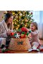 Christmas Tree Skirt Natural Water Hyacinth with Black Silver Ribbon 55X36X26 cm