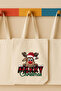 Merry Christmas Written Colorful Deer Printed Cloth Bag Tote Bag - 2