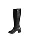 Yazkiş Women's Black Leather 36cm Ankle Length 5cm Thick Heel Boots - 4