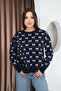 Round Crew Neck Bow Tie Bowknot Argyle Jacquard Long Sleeve Standard Fit Knitwear Sweater