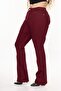 Women's Spanish High Waist Plus Size Stretchy Burgundy Pants - 4