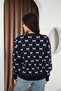 Round Crew Neck Bow Tie Bowknot Argyle Jacquard Long Sleeve Standard Fit Knitwear Sweater - 2