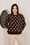 Round Crew Neck Bow Tie Bowknot Argyle Jacquard Long Sleeve Standard Fit Knitwear Sweater