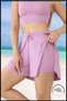 Women's Sports Shorts with Pockets, Boxer Elastic Laces, Side Slits, Diving Fabric, Lilac Color - 4