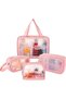 4-Piece Transparent Cosmetic Bag Pink