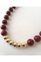 Acrylic Burgundy Bead Necklace with Gold Bead Detail 45cm + 5 cm Extension