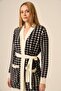 Women's Houndstooth Patterned Knitwear Cardigan Ecru 25250 - 3